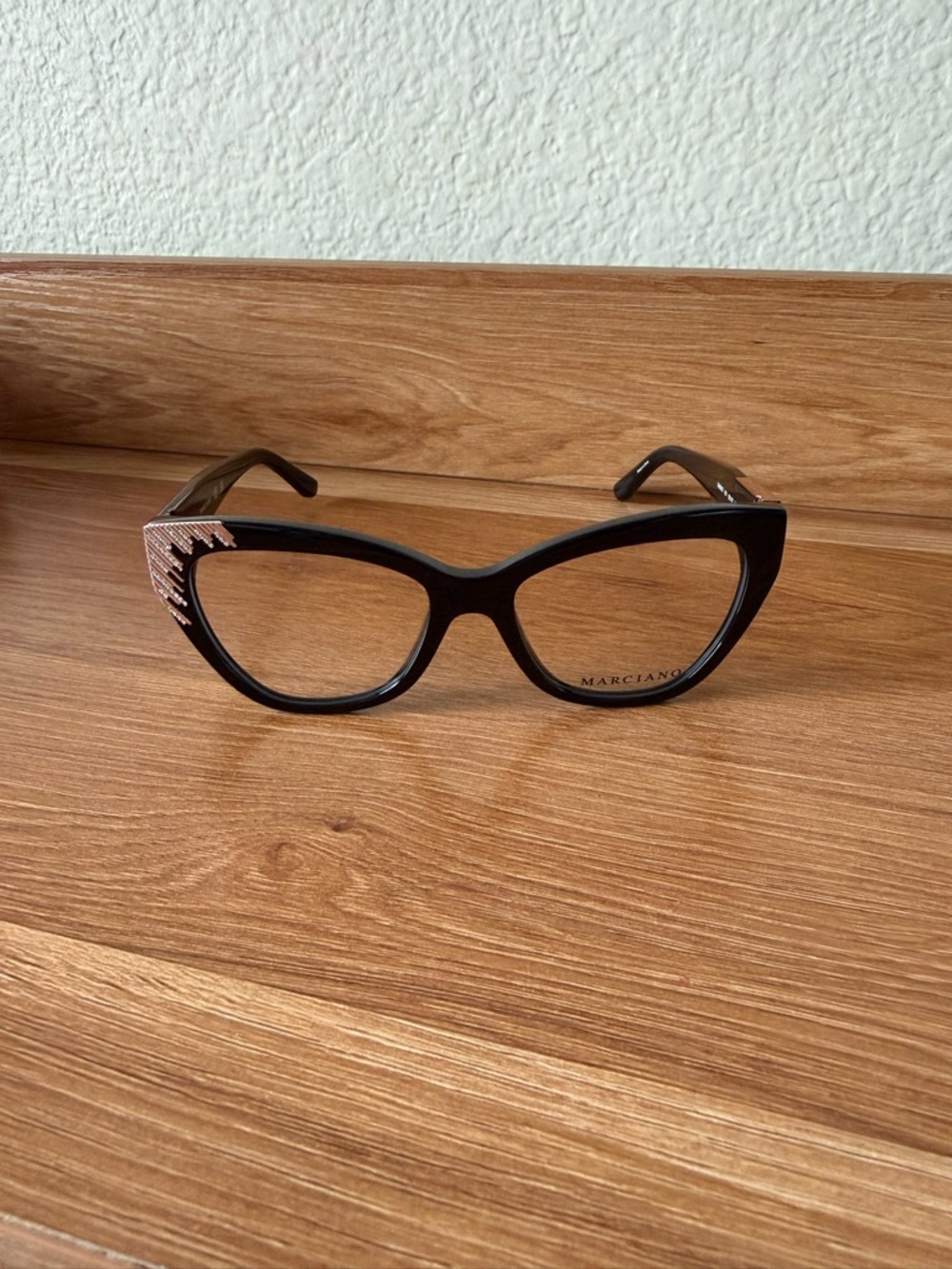 Marciano Black Cat-Eye Glasses with Burgundy Case - Picture 2 of 8